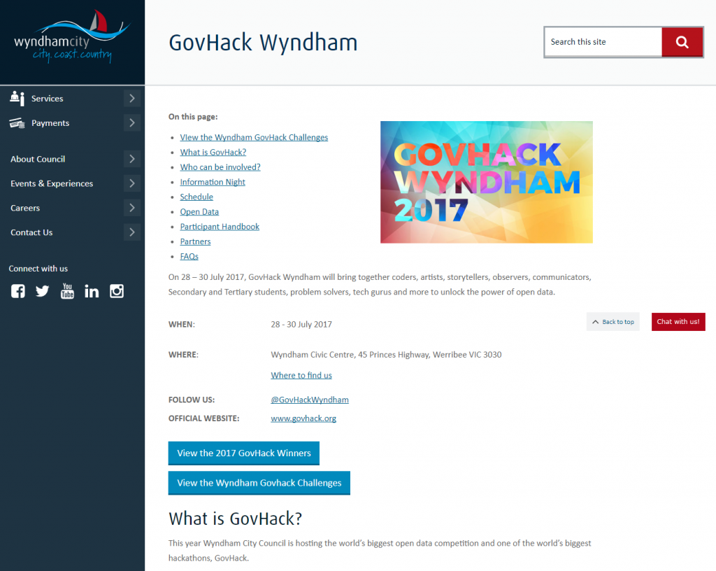 GovHack Wyndham 2017 branding design website branding
