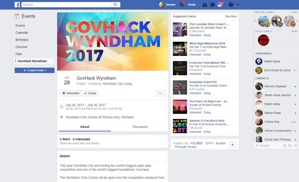 GovHack Wyndham 2017 branding design facebook page